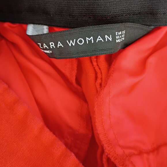 Zara Woman Red Flared Linen Pants | High Waist Wide Leg Trousers | Size XS - Picture 7 of 8